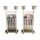 Pair of bronze candelabras by RICHARD MEIER " Swid Powell " for Cleto Munari, 1983