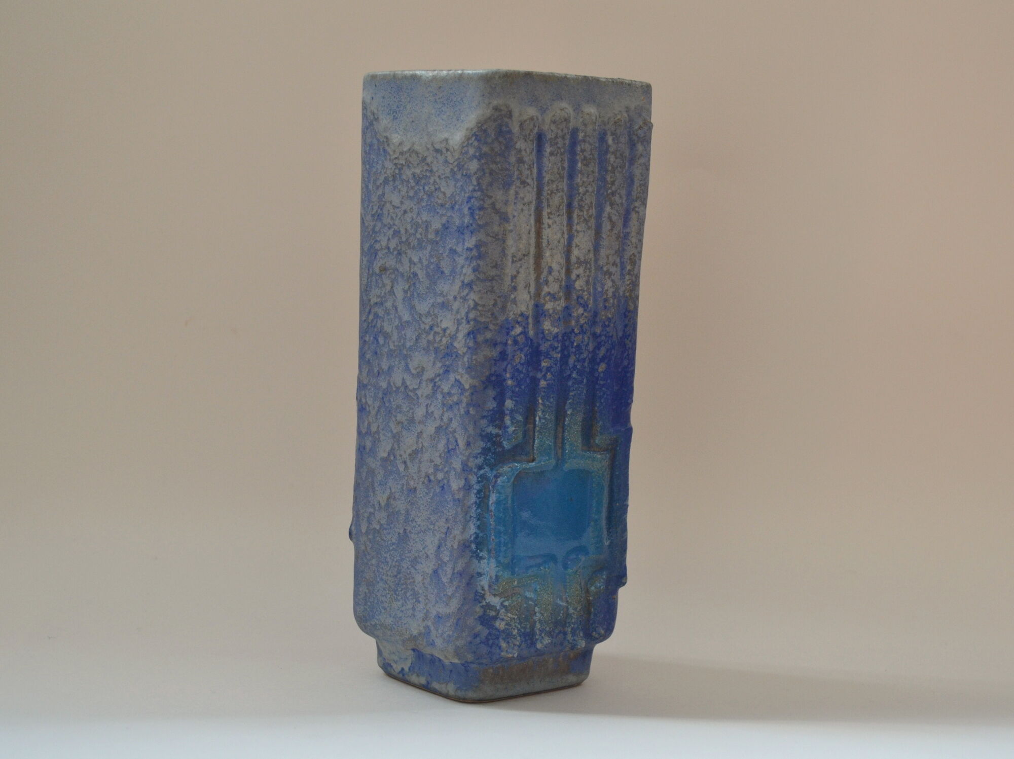 Vase fat lava blue - Strehla Keramik, made in West Germany 1970
