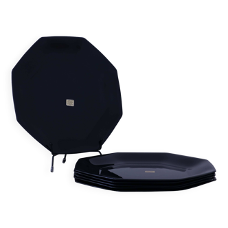 6 Assiettes plates "Octime" noir  Arcoroc