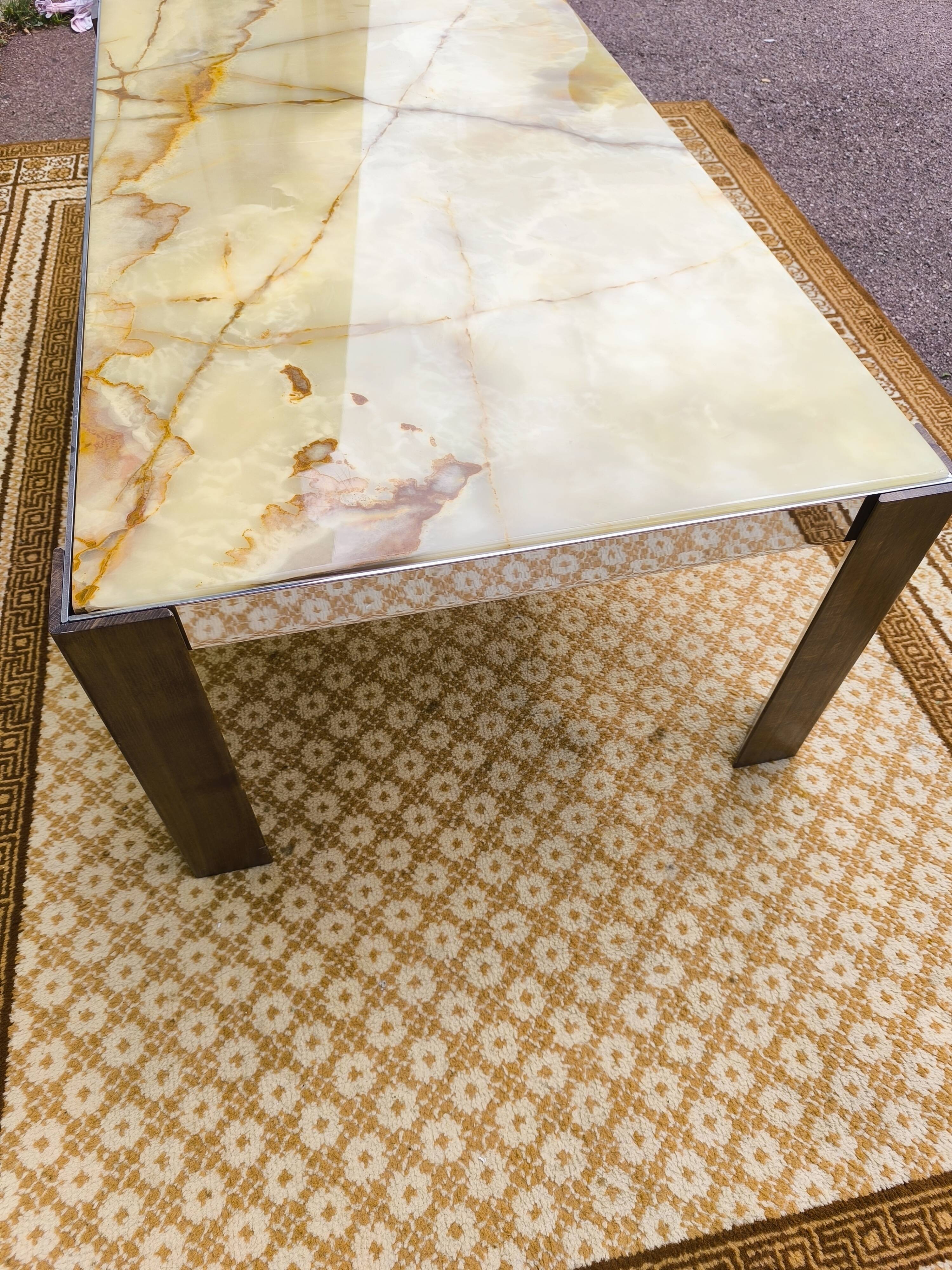 Wood chrome marble coffee table