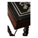 Antique Italian desk table, walnut and marble, Naples, 19th century.