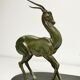 Superbe Statue Art Déco Antilopes Régule patine verte
