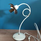 Bedside lamp patinated metal flower lotus copper