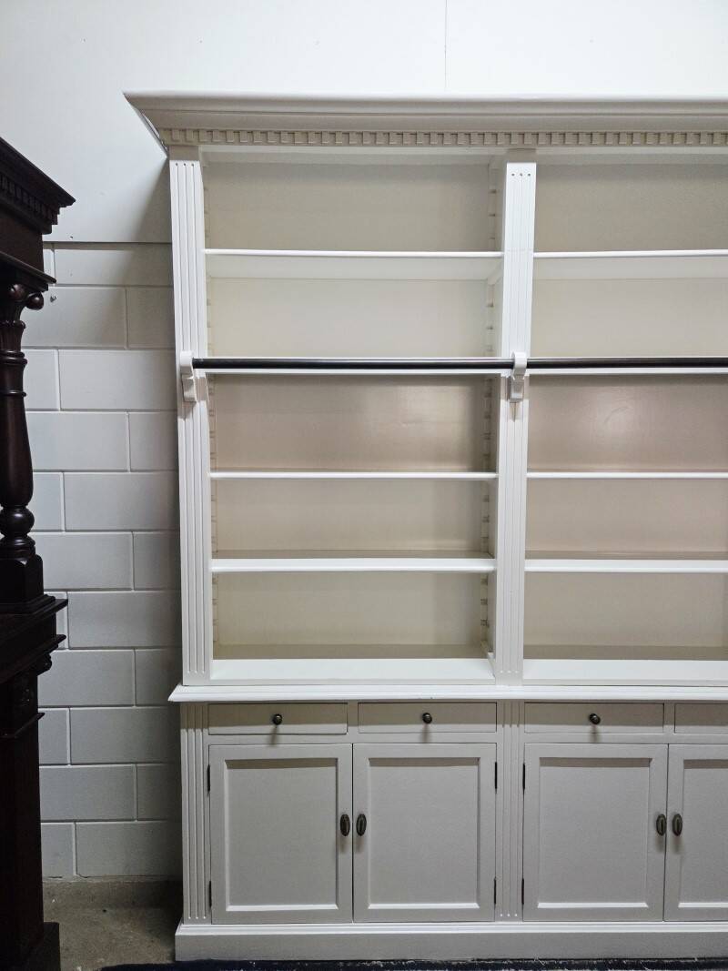 White bookcase library cabinet bookcase with ladder