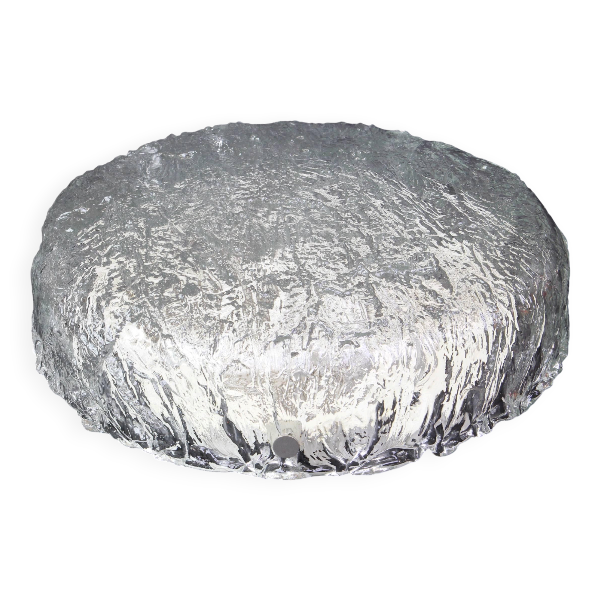 Large round frosted glass ceiling light Murano, Kaiser, Germany, 1970s