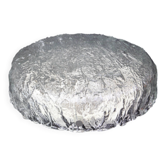 Large round frosted glass ceiling light Murano, Kaiser, Germany, 1970s