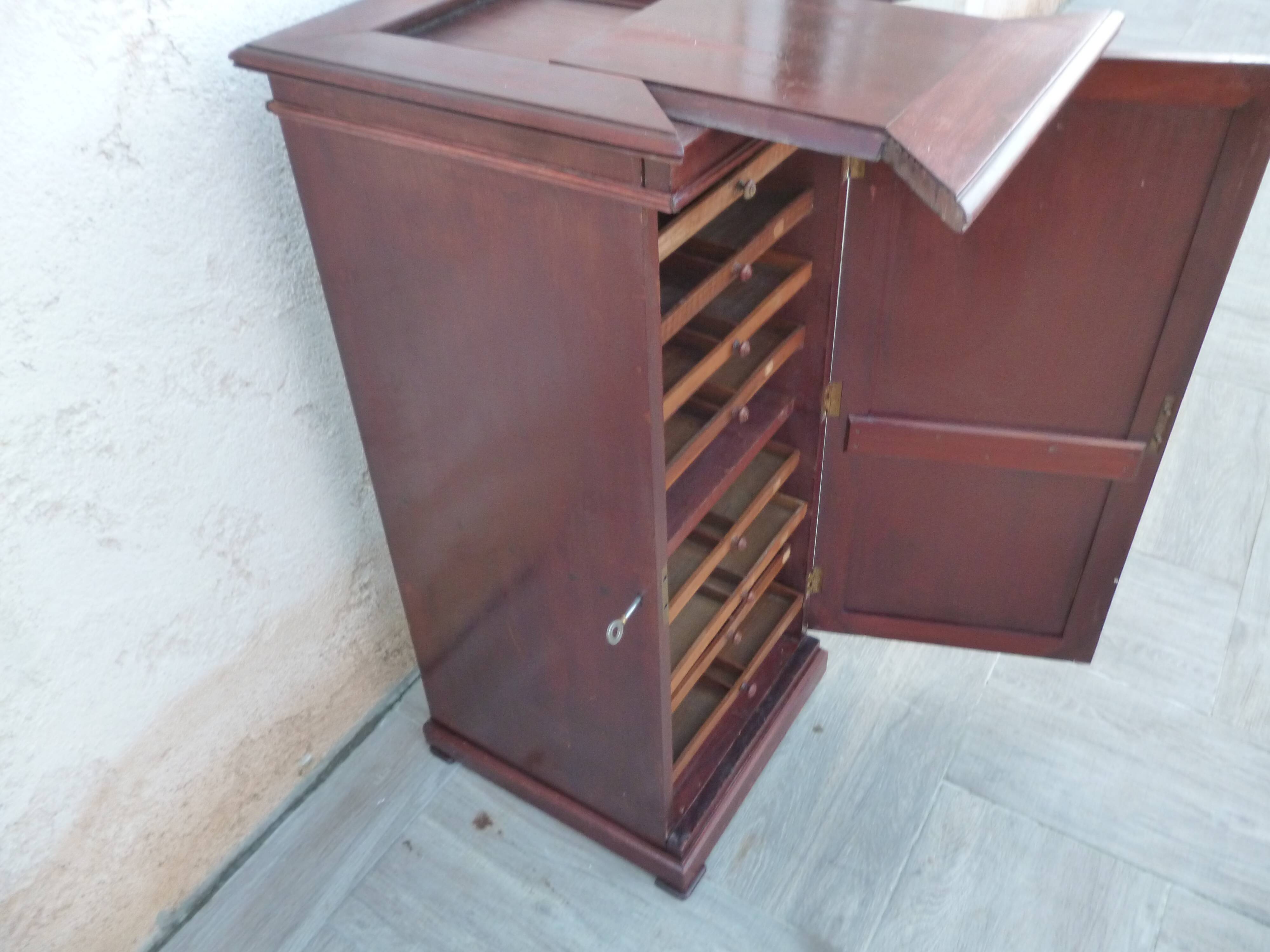 Watchmaker's trade furniture jeweler with antique mahogany secret
