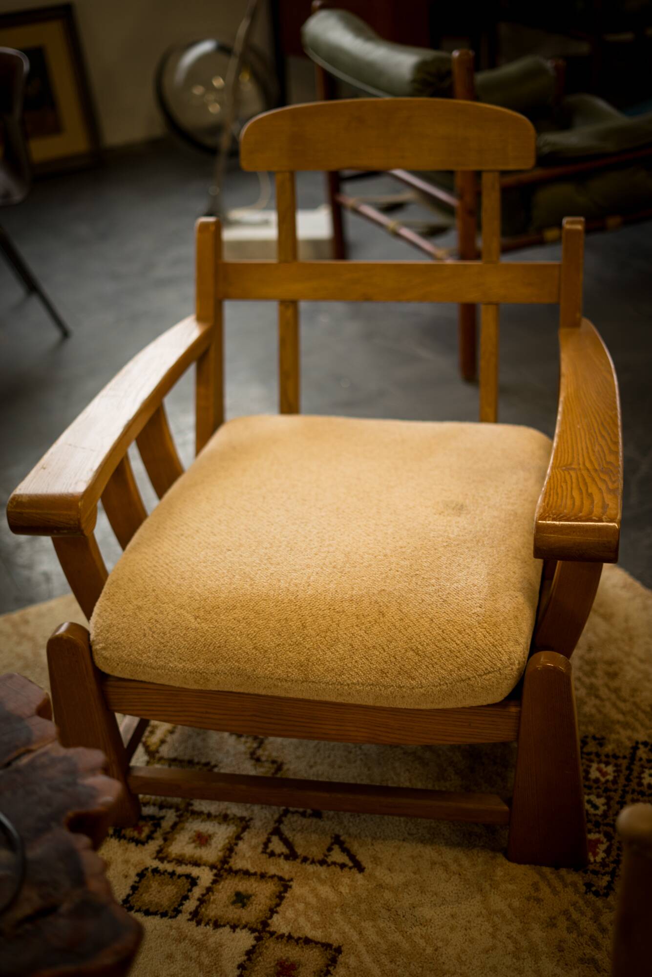 Armchairs in elm published by Maison Regain 1980