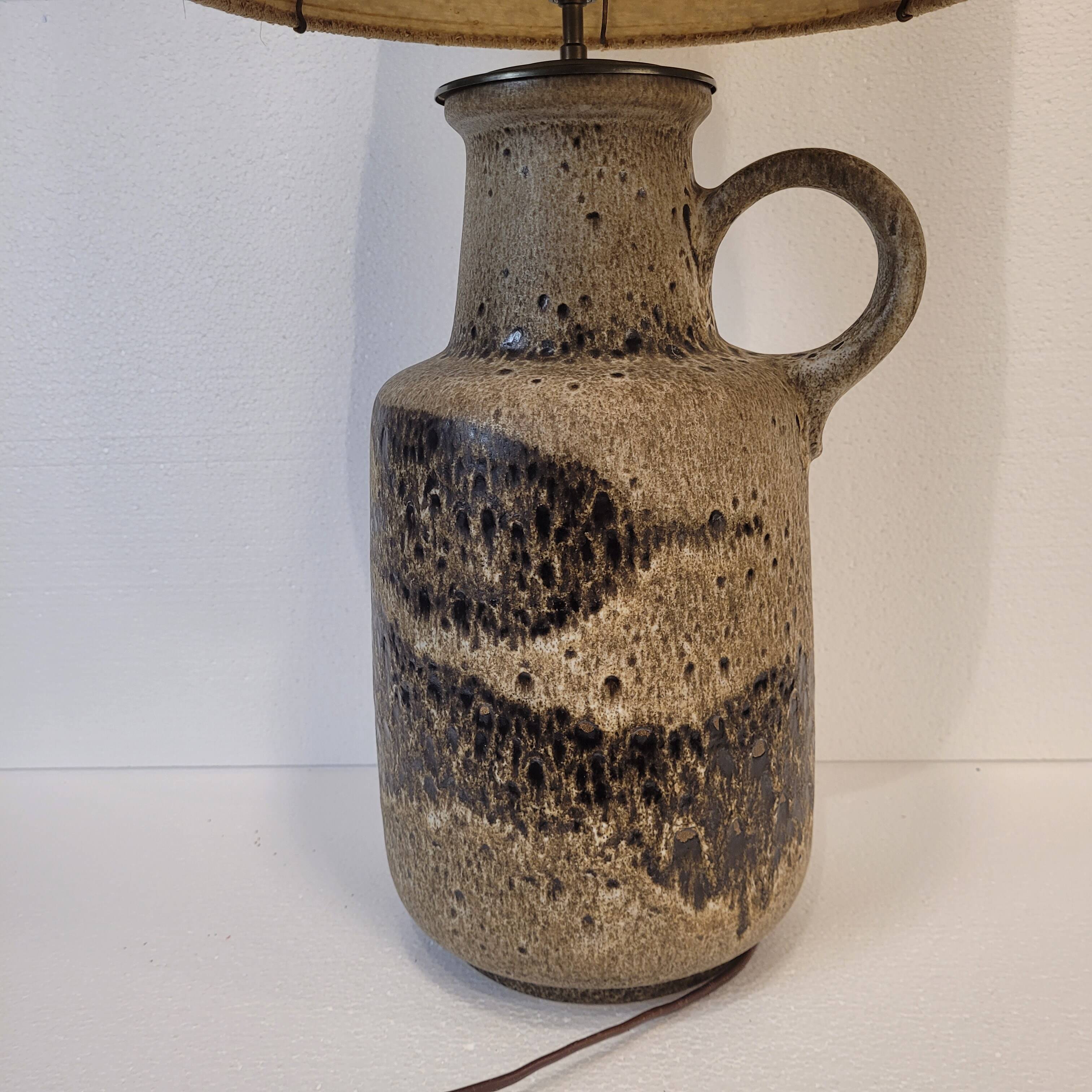 Lámpara cerámica Fat Lava con pantalla original, Scheurich Keramik, 60’s