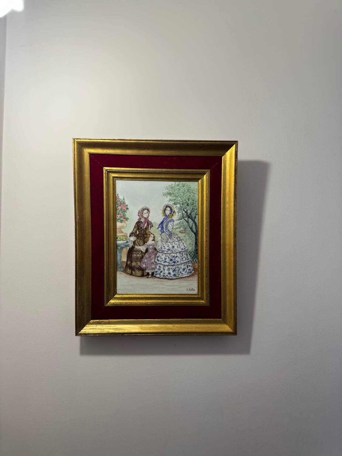 Old painting, Parisian women, signed J Fallet