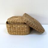 Vintage trio of small rattan nesting baskets