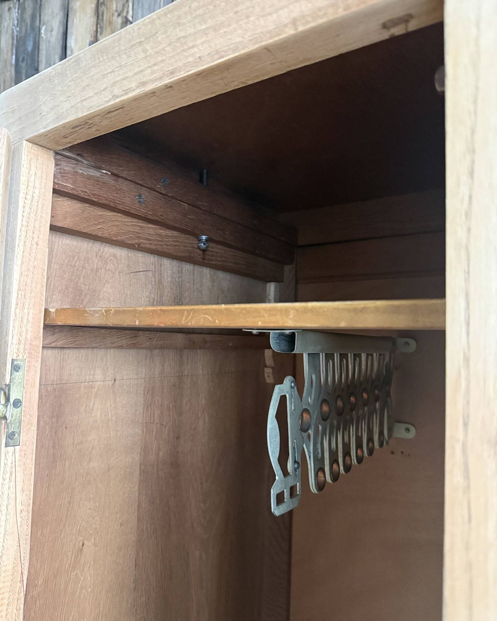 Large asymmetrical Art Deco wardrobe with three doors in oak (renovated)