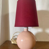 Pair of antique de schuytener opaline pink ball vintage bedside lamps