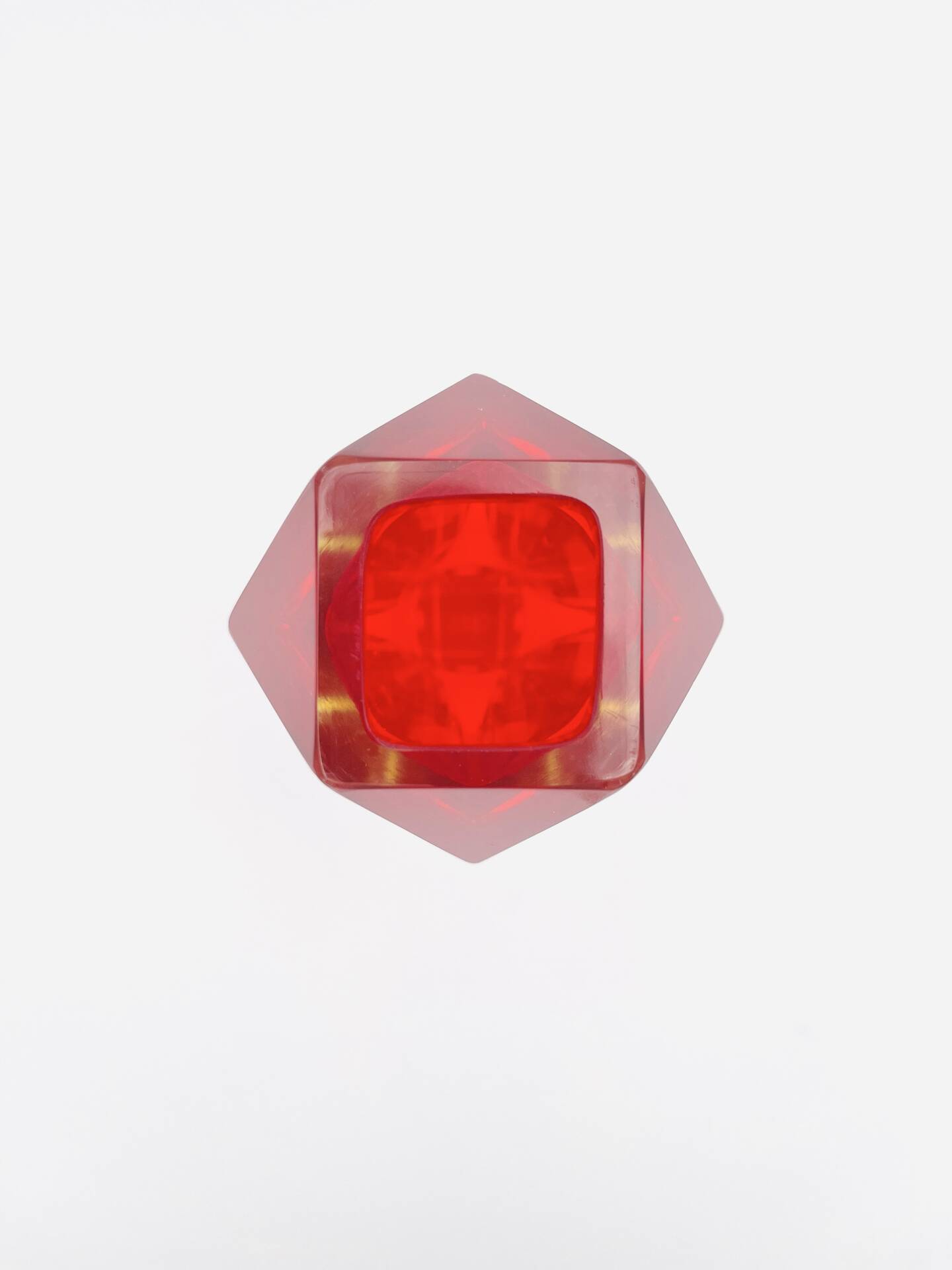 Vase Flavio Poli pour Seguso - Sommerso - Murano rouge et jaune