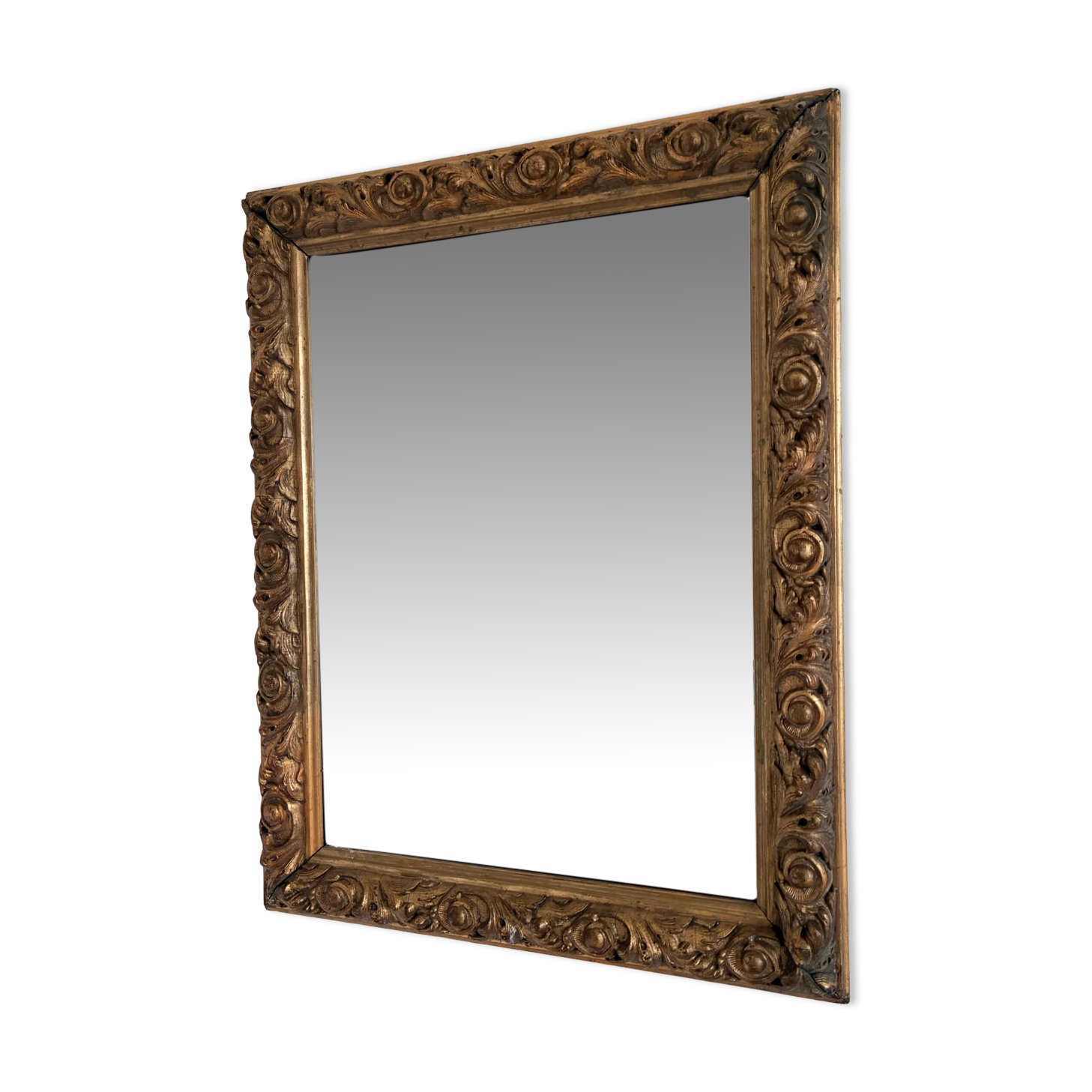 Miroir mural en bois doré antique français en or