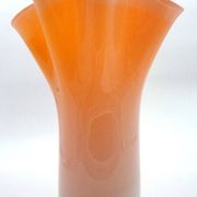 Murano handkerchief vase, blown glass, 1960s design, white and orange.