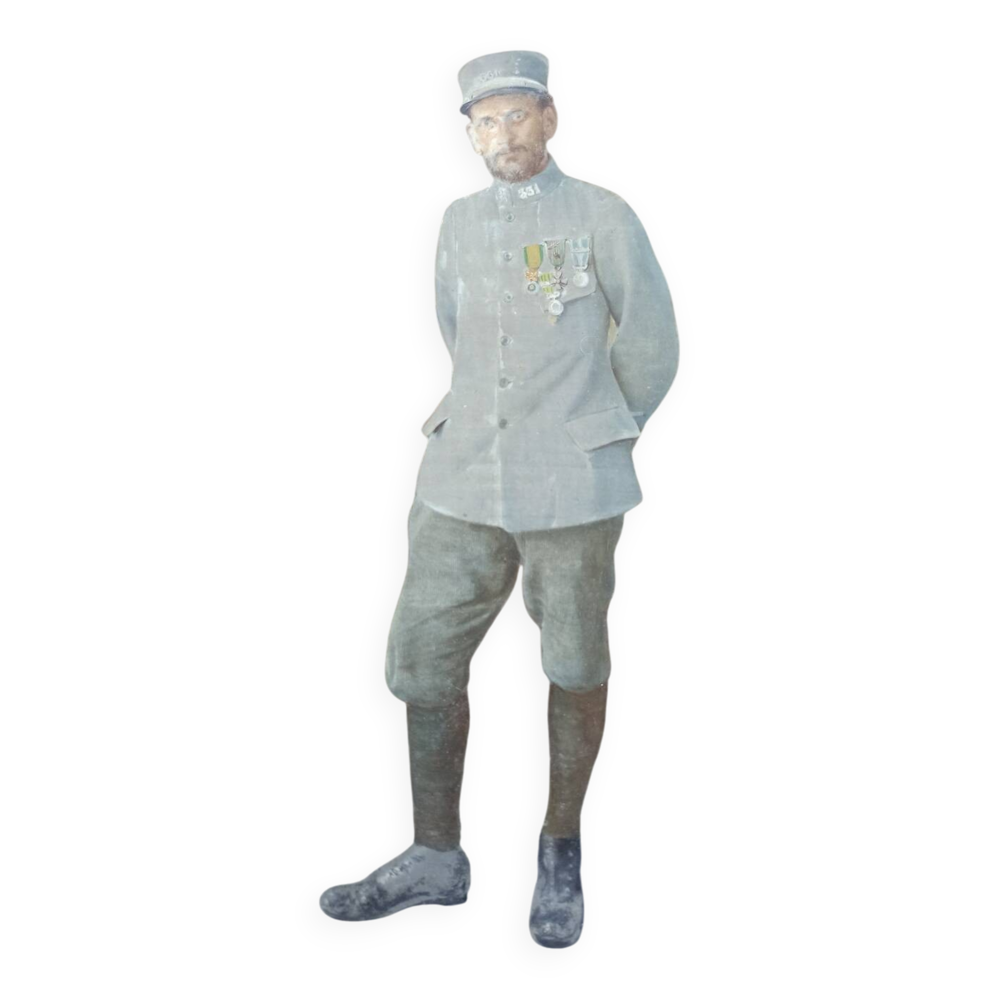 French soldier posing before the battle at Verdun. Oil on canvas. 1917
