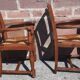 Pair of oak armchairs with straw seats and backs.