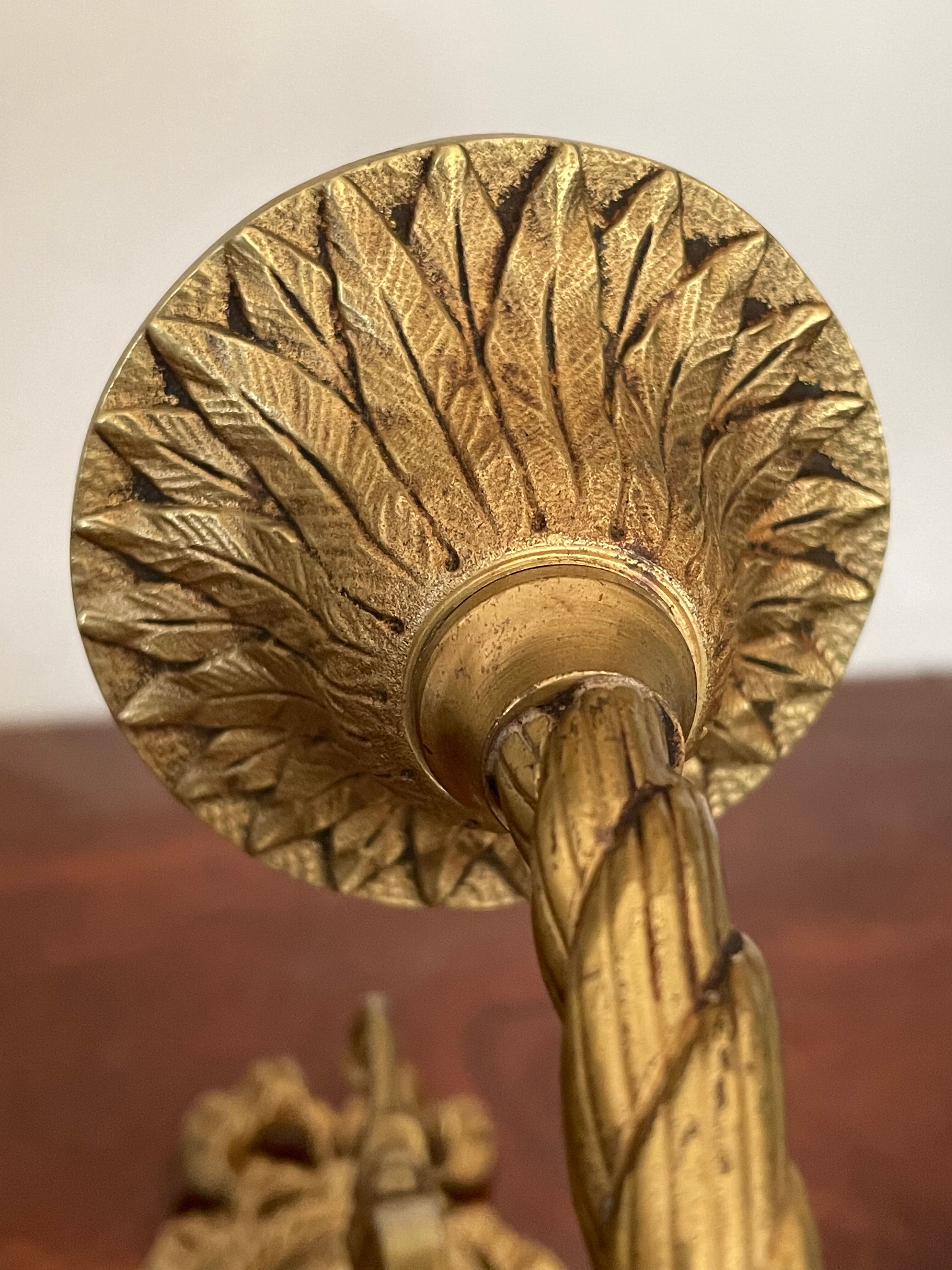 Pair of gilded bronze wall lamps Louis XVI style