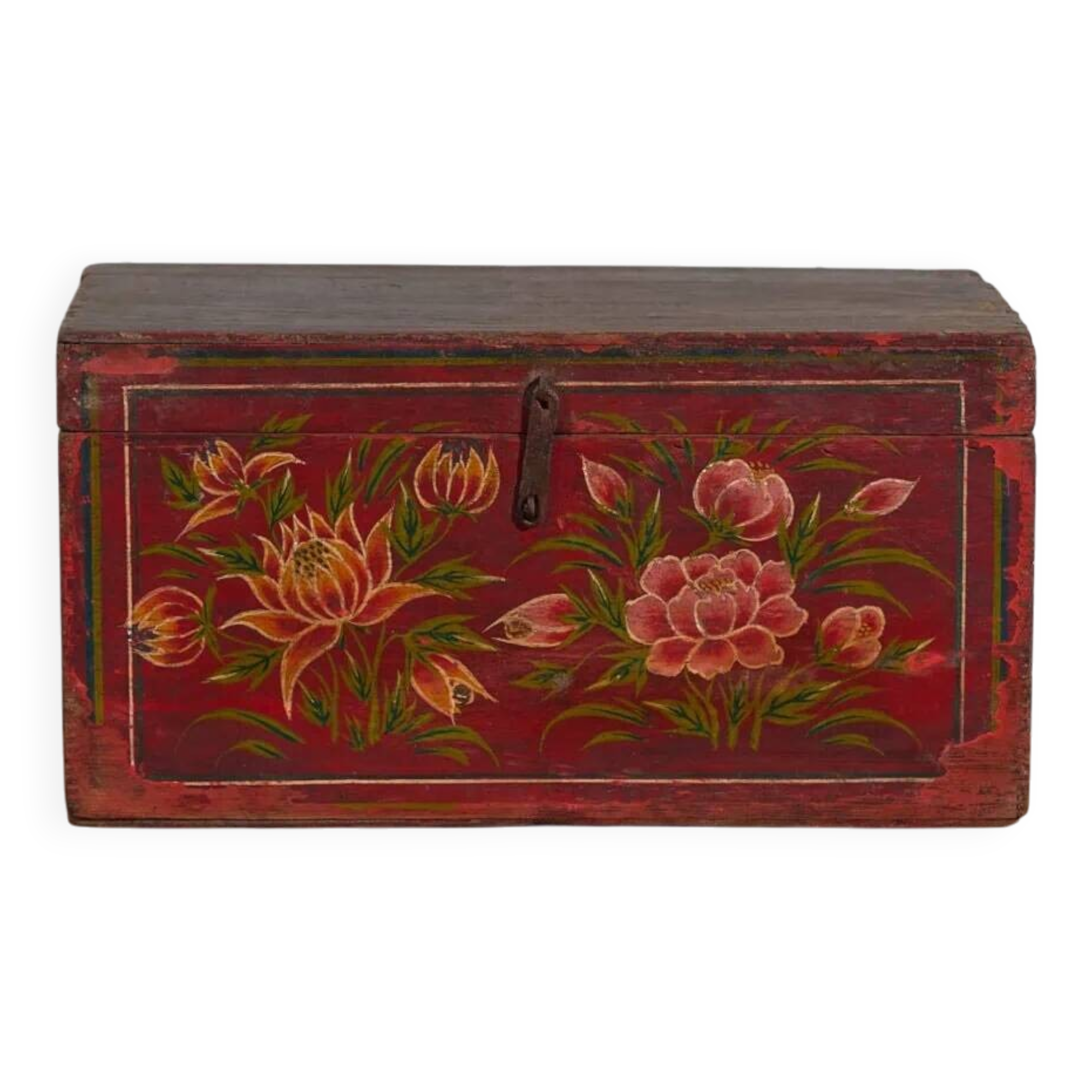Antique box with hand-painted floral patterns (c.1900) #27