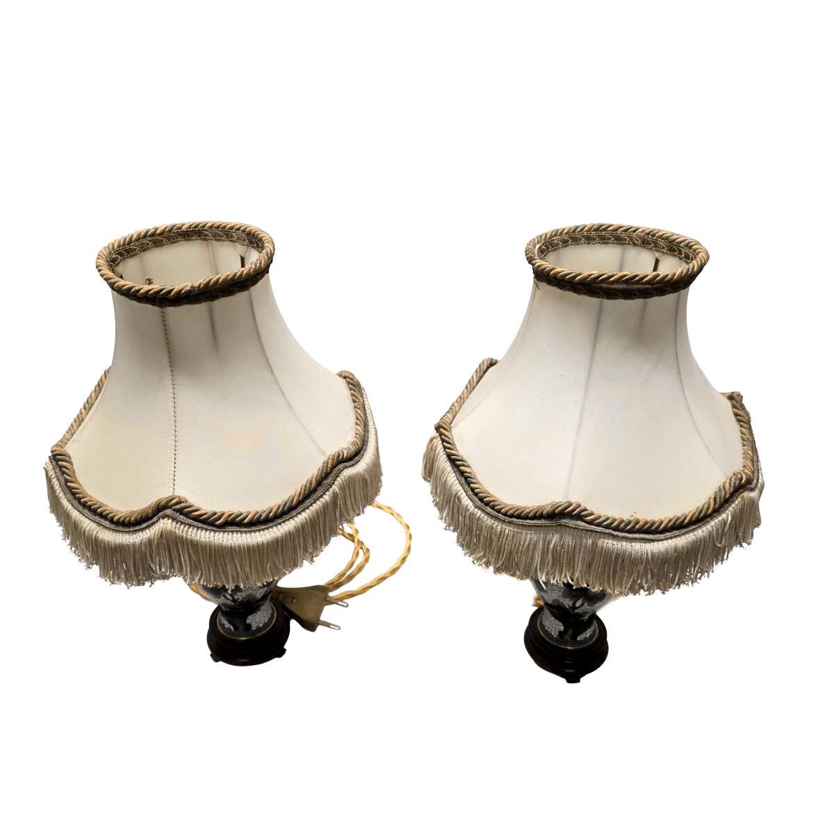 2 Vintage Cloisonné Table Lamps, mid 1900s