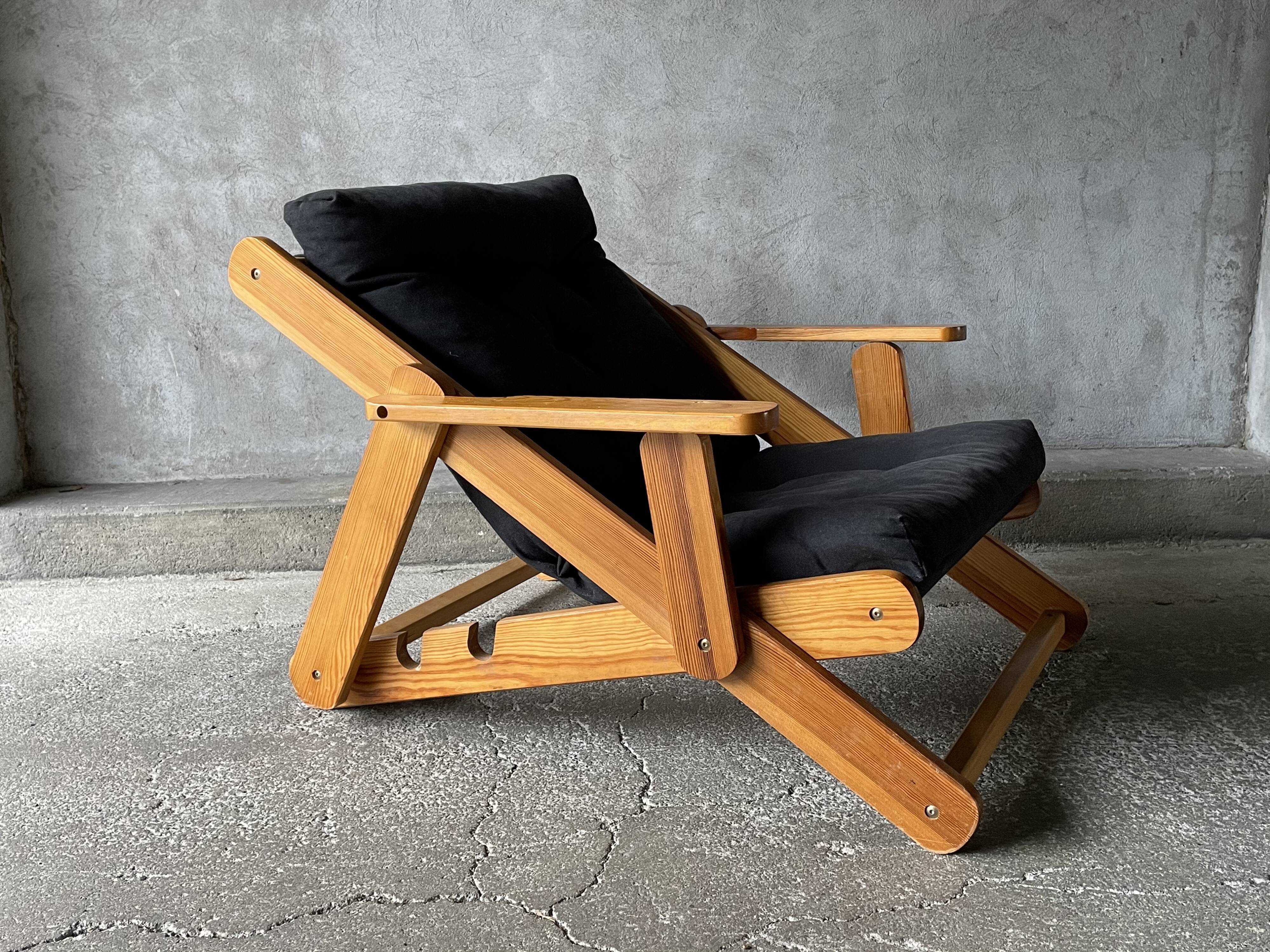 Fauteuil scandinave inclinable et pliable par Gillis Lundgren, 1970s