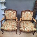 Pair of large Louis XV style armchairs
