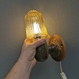 A ceramic wall lamp with a hard-pressed glass shade, Axella Denmark 1970s