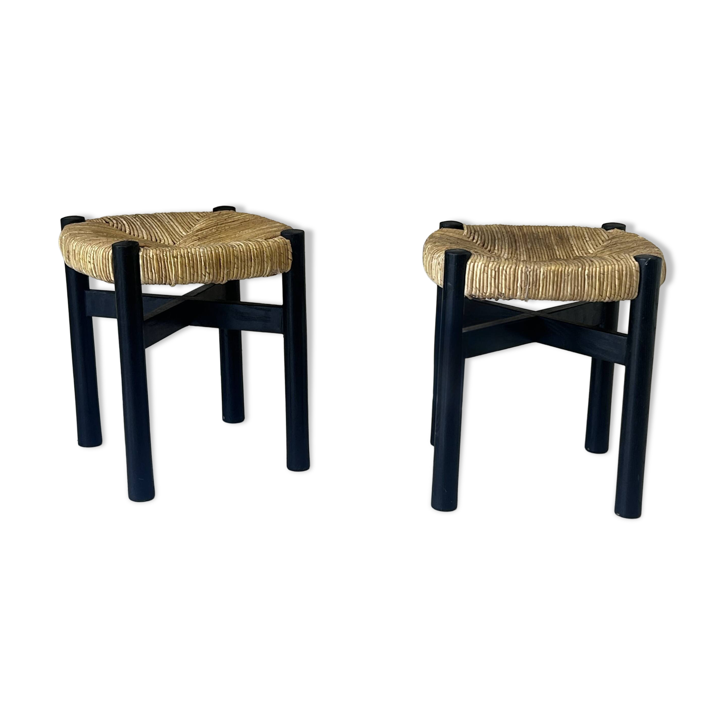 2 tabourets « Meribel » noir par Charlotte Perriand, 1960