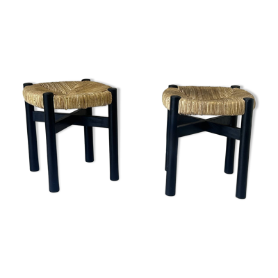 2 tabourets « Meribel » noir par Charlotte Perriand, 1960