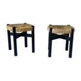 2 black stools "Meribel" by Charlotte Perriand 1960
