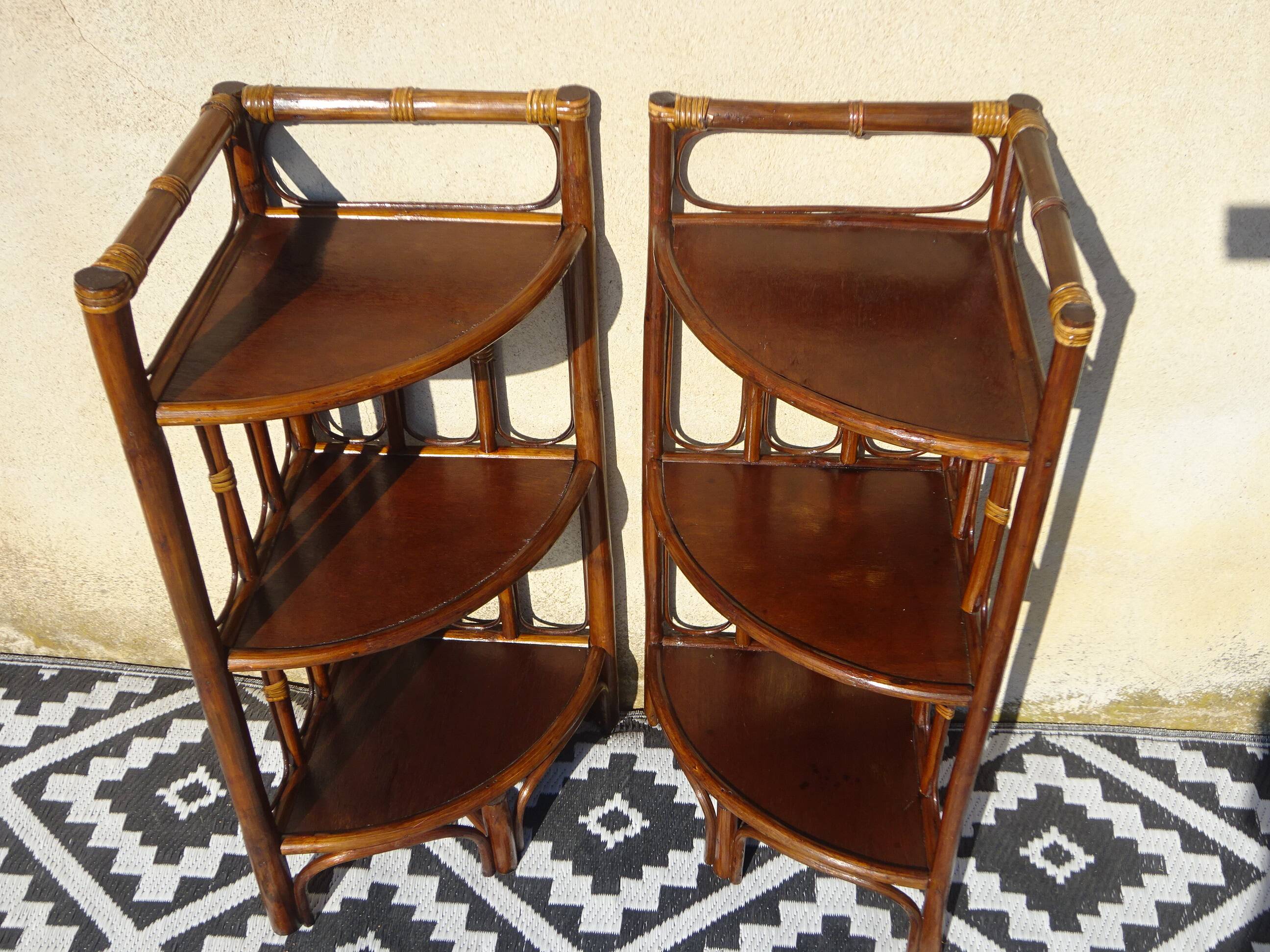 Pair of rattan bedside tables
