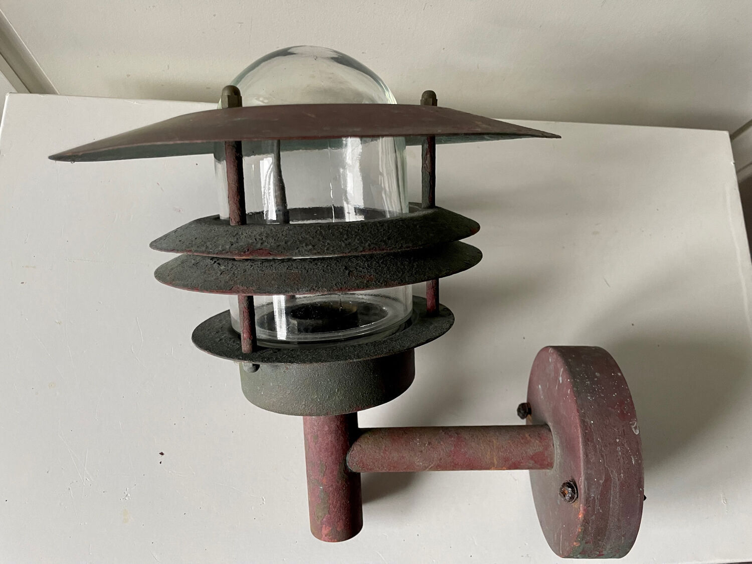 Classic Danish  Outdoor Wall Lamp in Copper