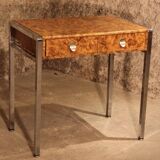Small desk vanity 70 walnut burl chrome base