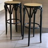 Wood and cane bar stools