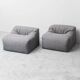 Paire de fauteuils en tissu gris vintage des années 1970
