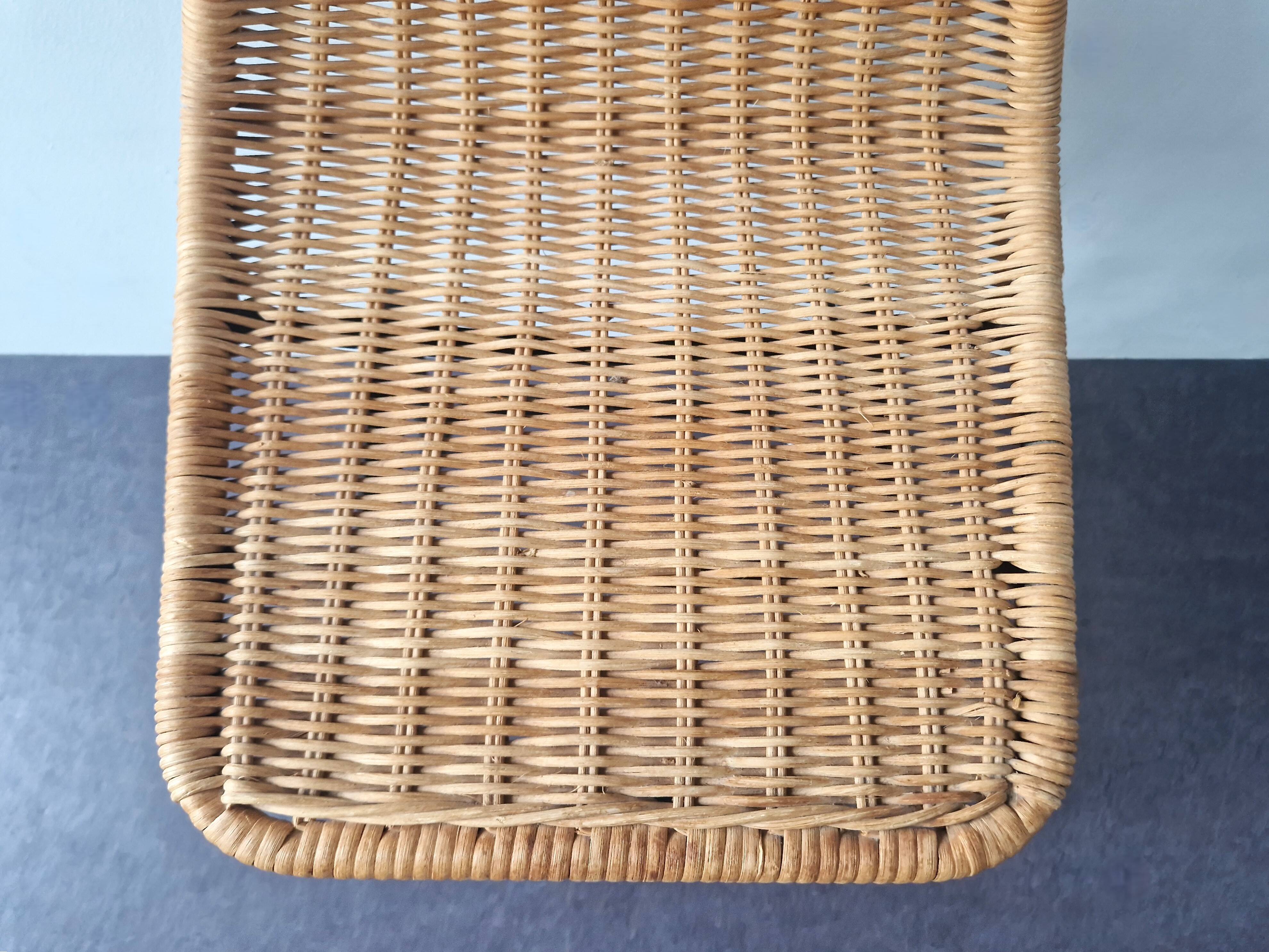 Low model stool of wicker and metal by Rohé Noordwolde, The Netherlands 1960's