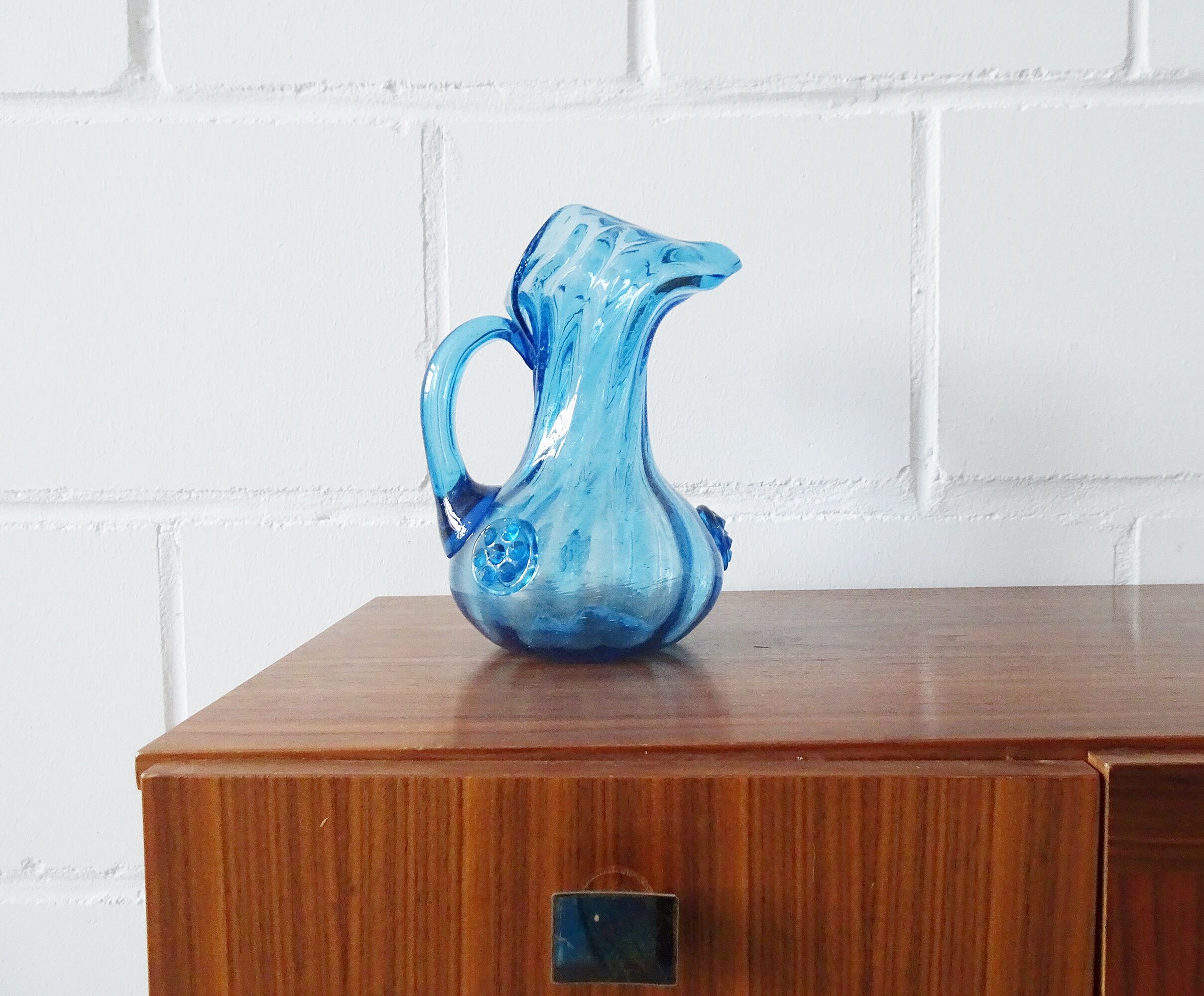 Blue glass art vase