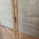 Raw wood cabinet & burlap