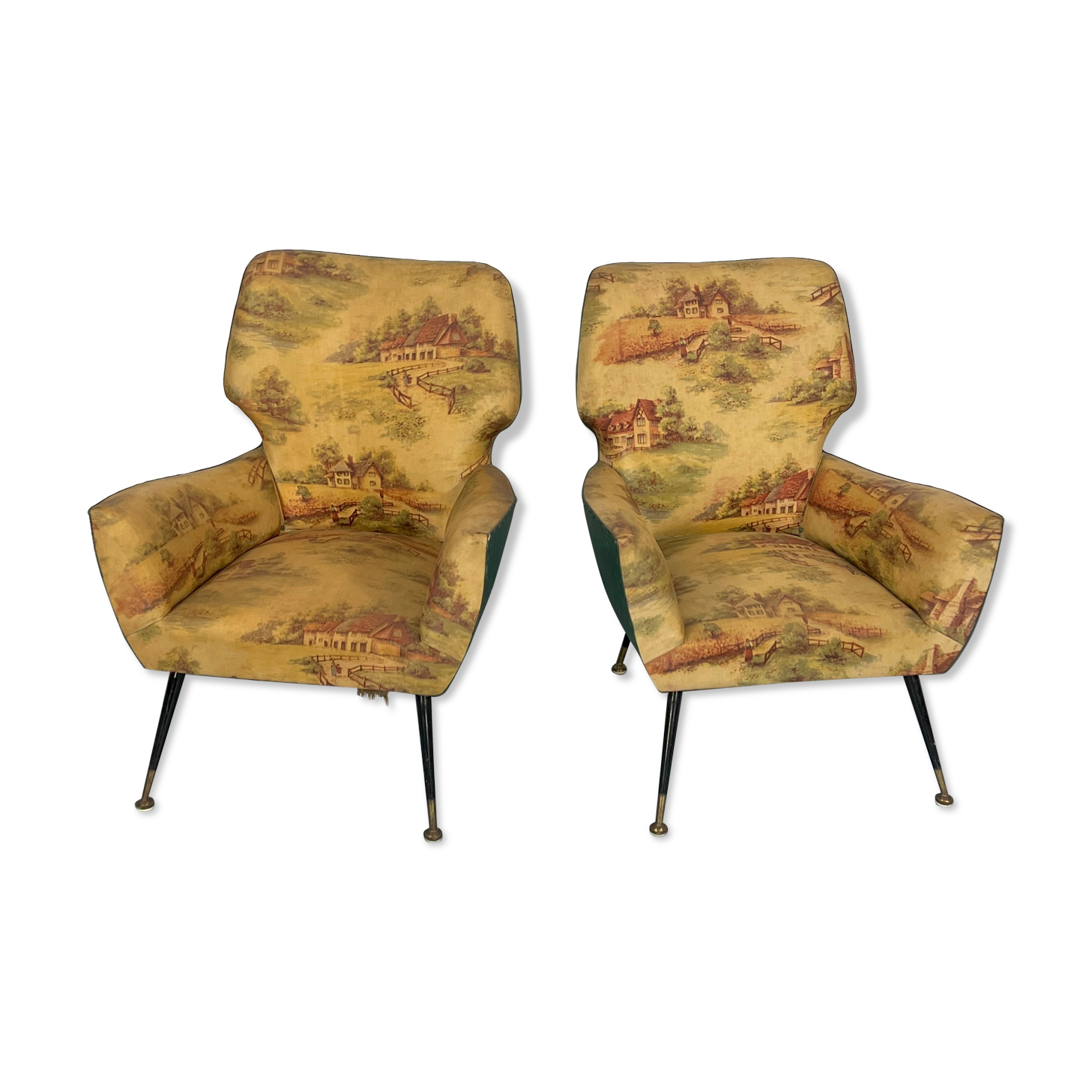 Mid-century modern set of two Italian armchairs from 50s