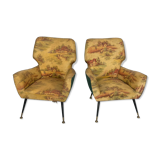 Mid-century modern set of two Italian armchairs from 50s