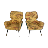 Mid-century modern set of two Italian armchairs from 50s