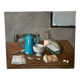 Oil painting on cardboard old still life