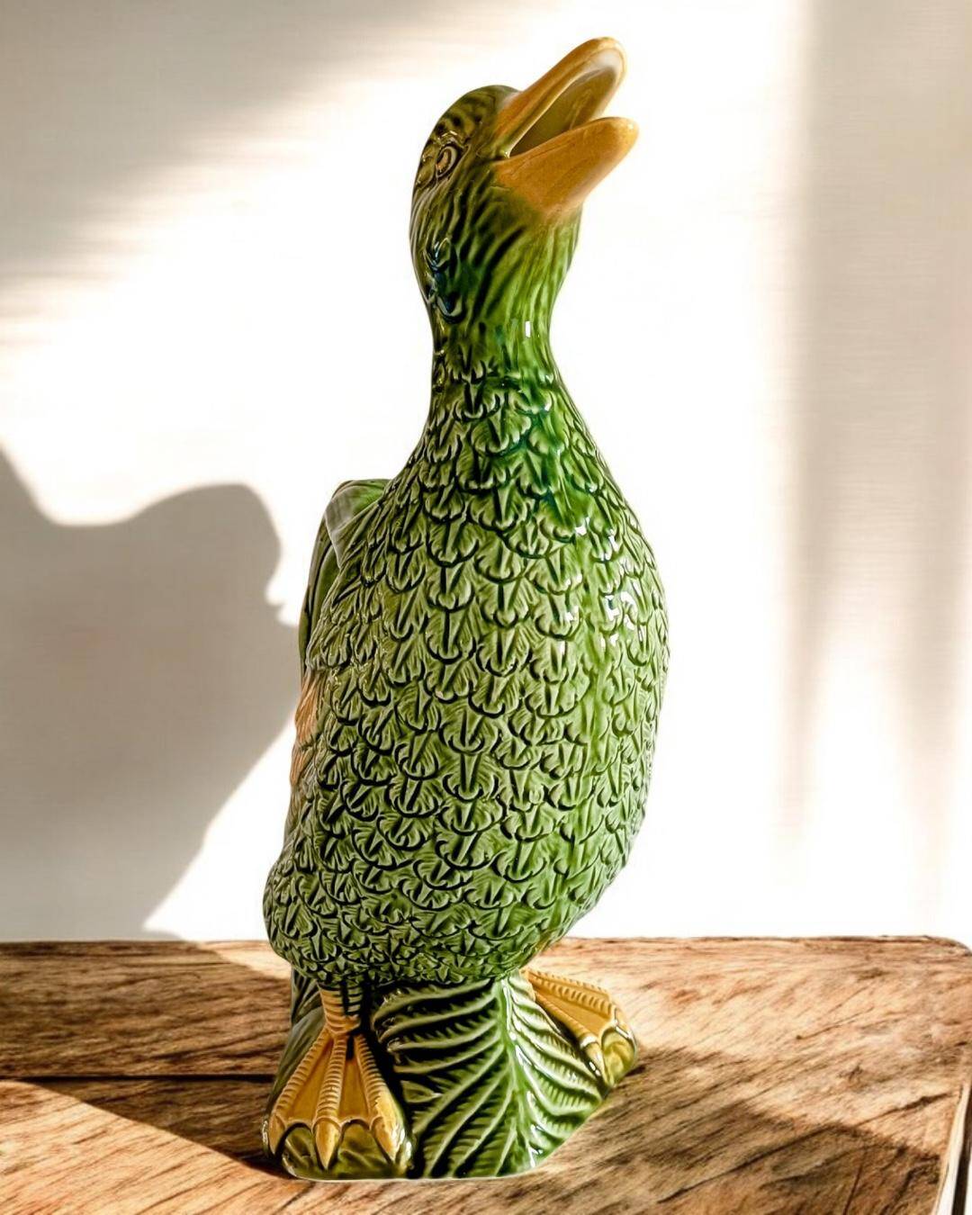 Majolica Duck Pitcher by Keller & Guérin, France, Art Nouveau, 1890
