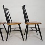 Set of 4 Fanett model slatted chairs, Tapiovaara, 1960s