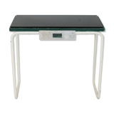 Tubular steel console, black glass tray, circa 1950