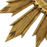 Vintage Wooden Sunburst Sun Mirror Convex France 51cm