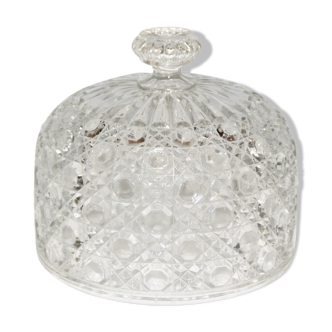 Old cheese or dessert bell in chiseled crystal, molded soufflé