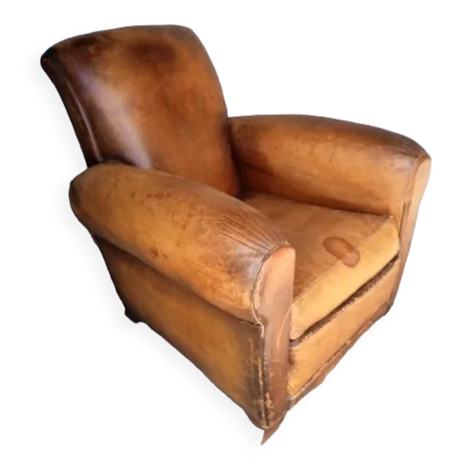 Club leather armchair art deco period 1940