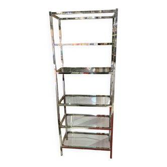 Chrome-plated metal shelves - smoked glass shelves - 200 x 77 x 37